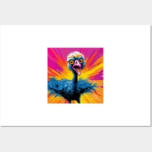 Ostrich Cartoon Pop Art 2 Posters and Art